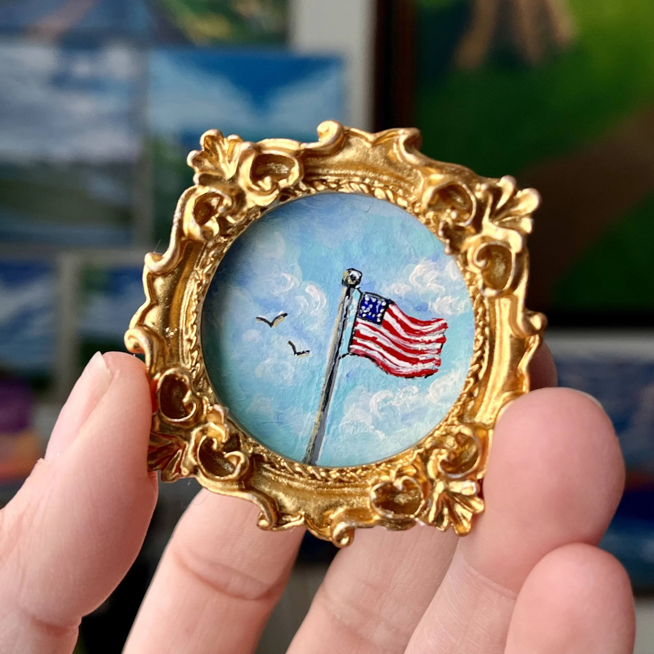 American Flag Mini Framed Art Magnet