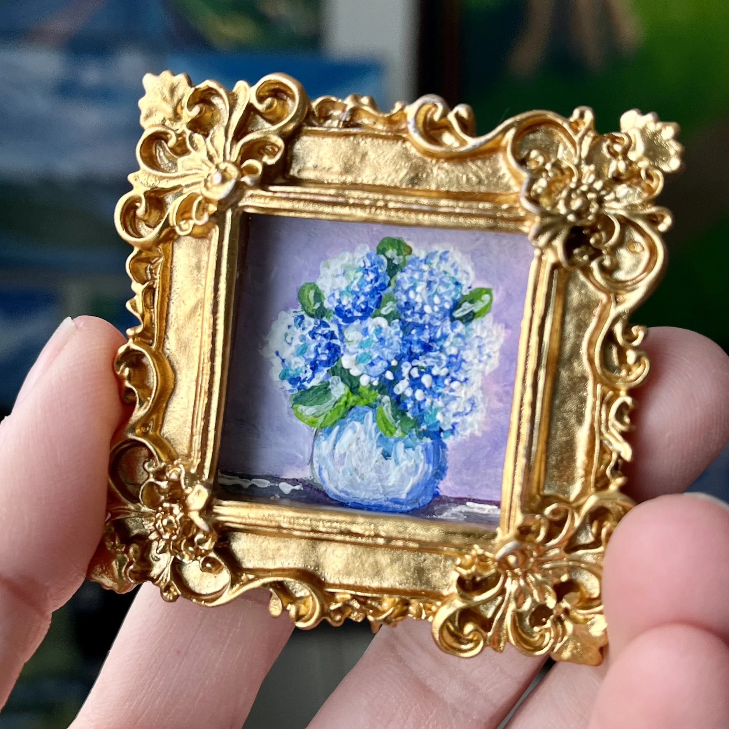 Hydrangeas Vase Mini Framed Art Magnet