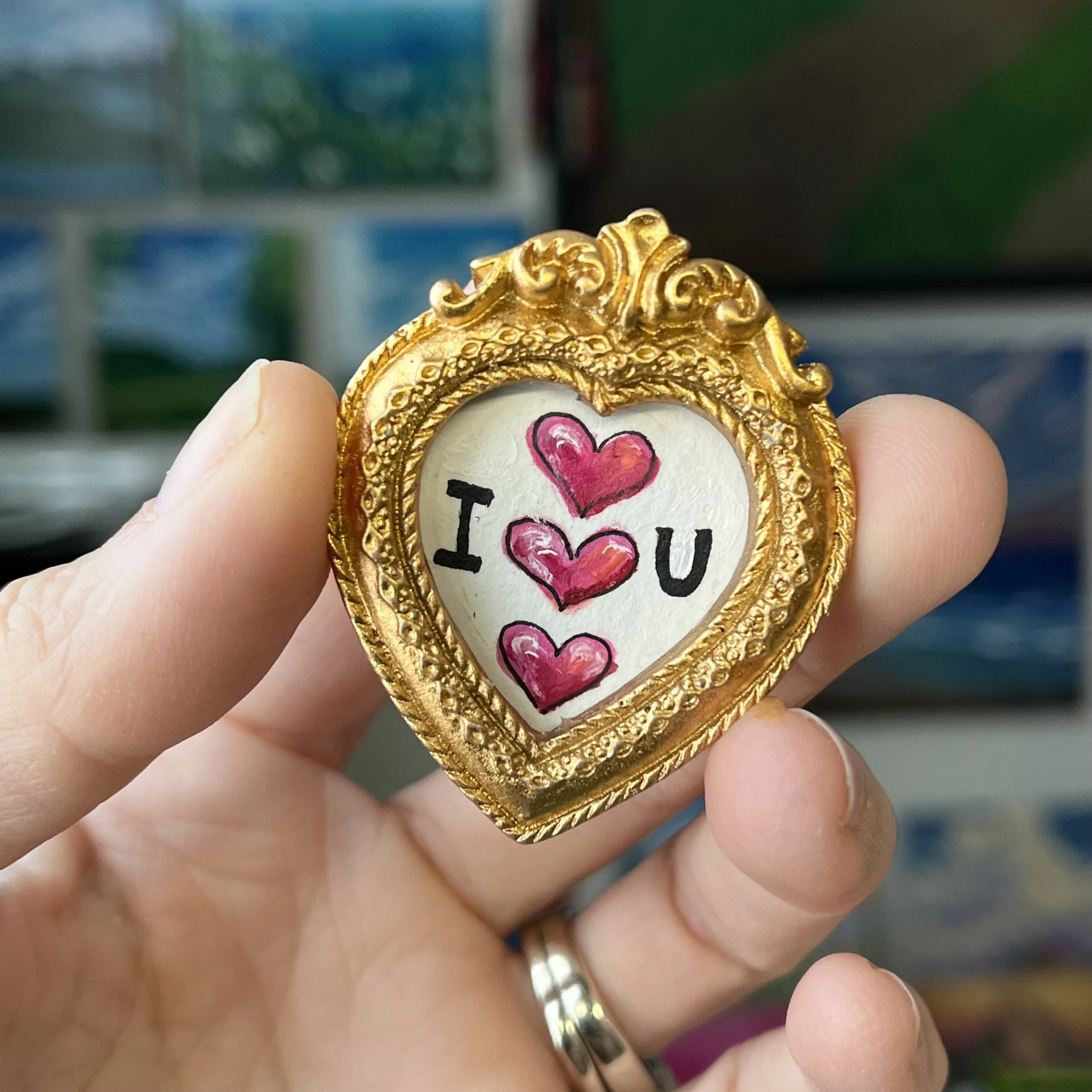 I Heart U Mini Framed Art Magnet