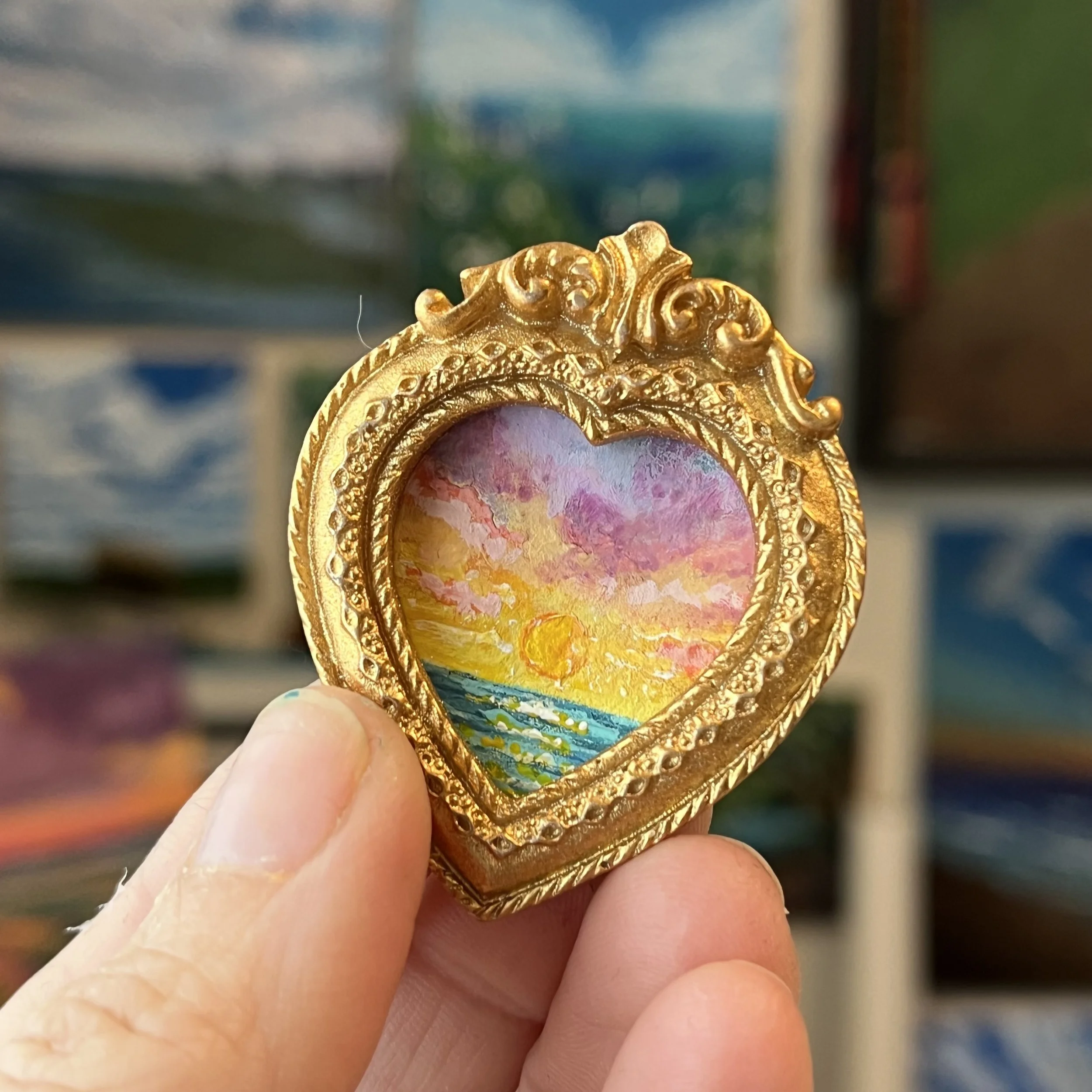 Ocean sunset Mini Framed Art Magnet