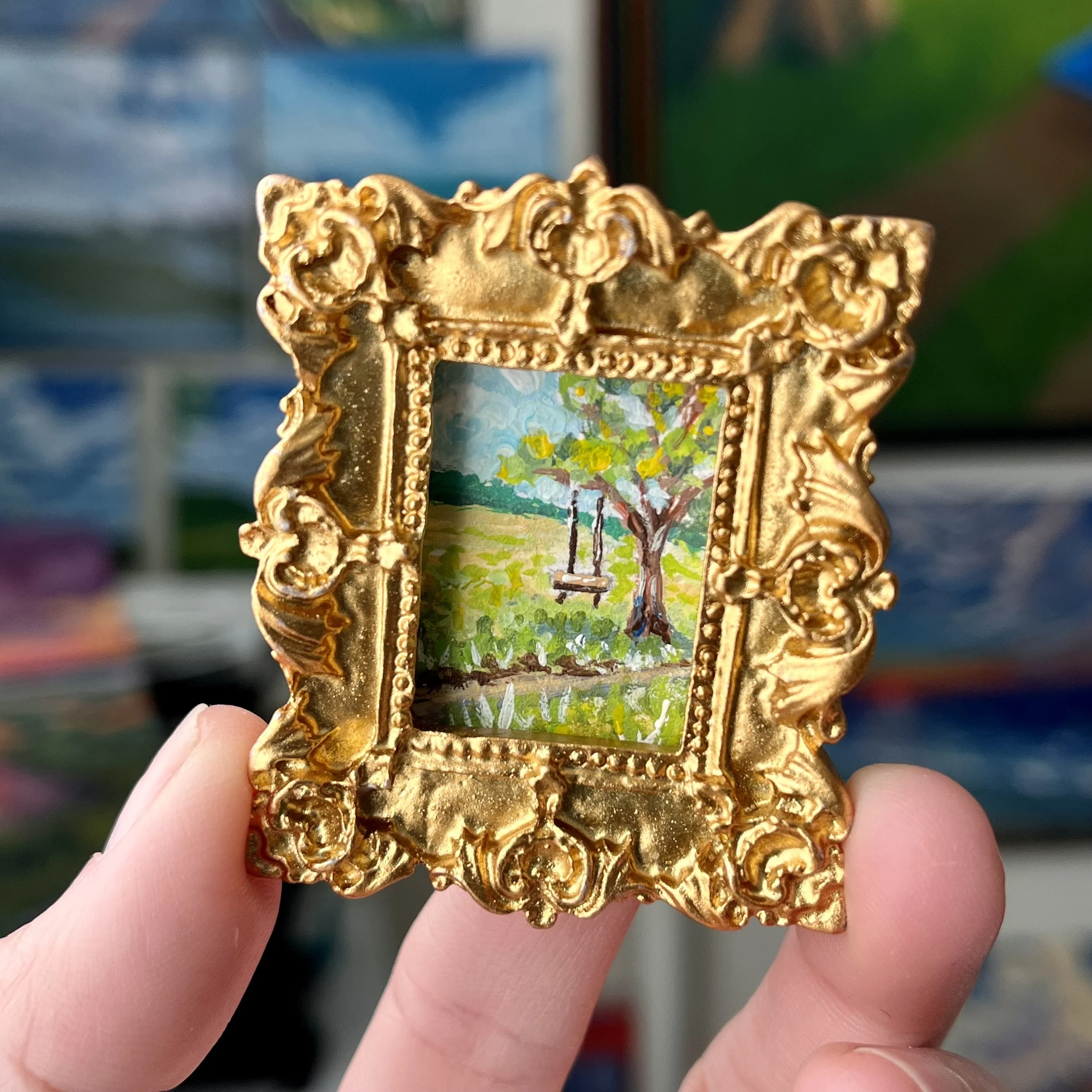 Tree Swing Mini Framed Art Magnet