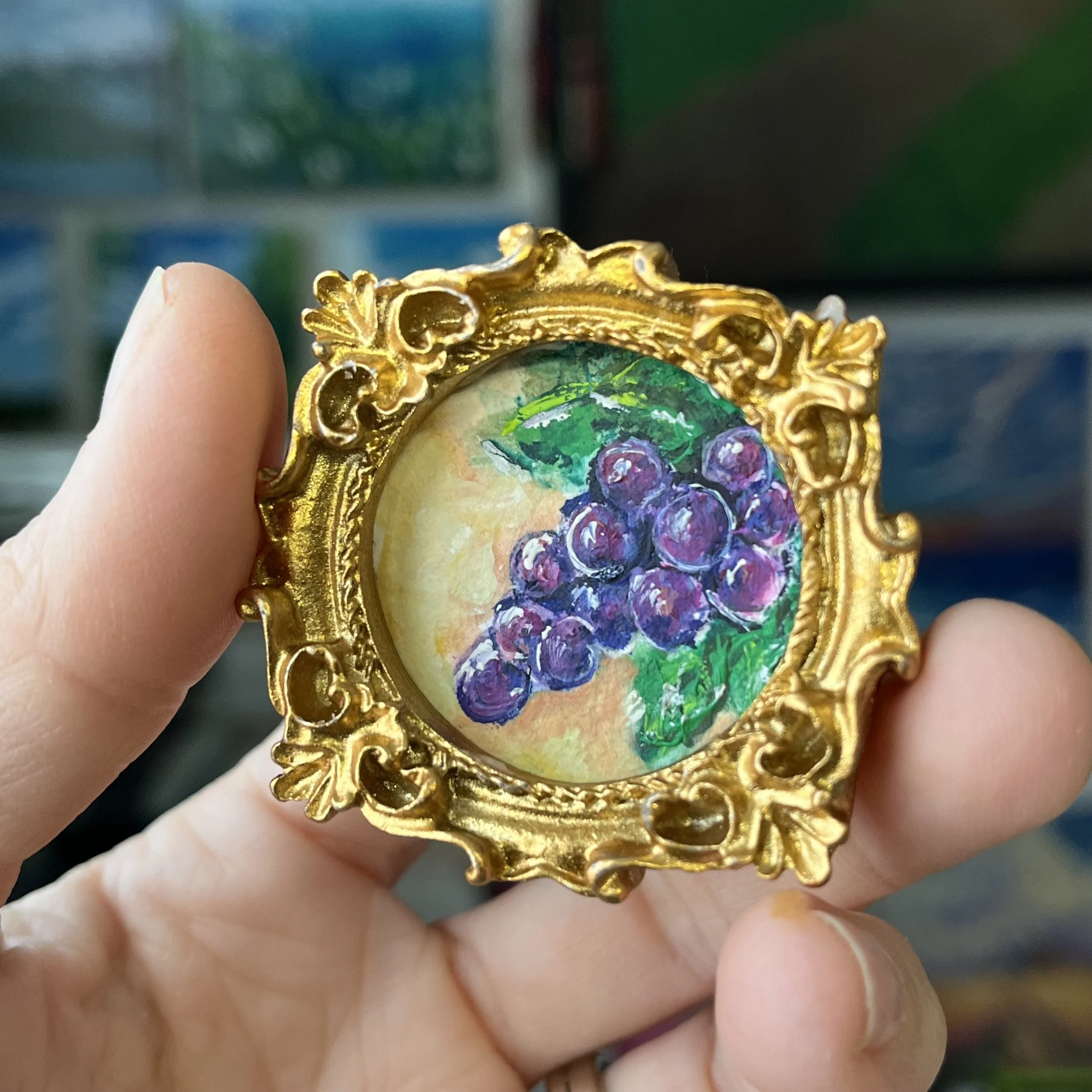 Grapes Mini Framed Art Magnet