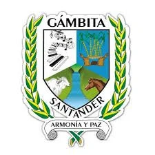 Escudo de Gámbita Santander con símbolos de armónía y paz, rodeado de laurel