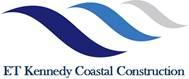 ET Kennedy Coastal Construction logo with stylized blue waves