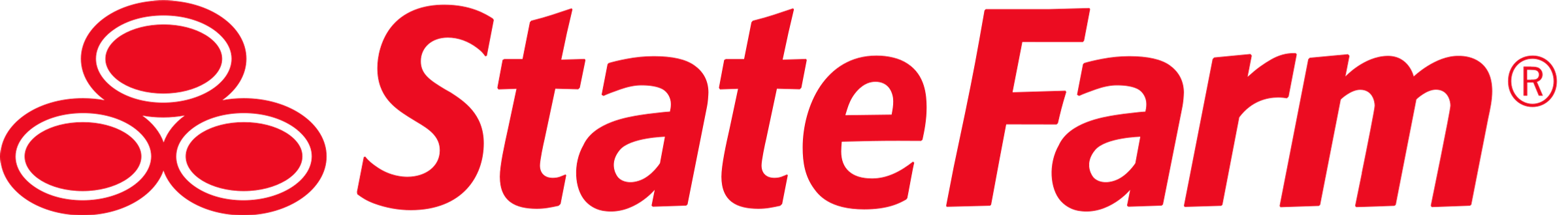 State Farm logo with red text and emblem on a transparent background.
