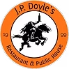 Logo for I.P. Doyle's Restaurant & Public House, featuring a silhouette of a horse-drawn carriage against an orange circle with black text