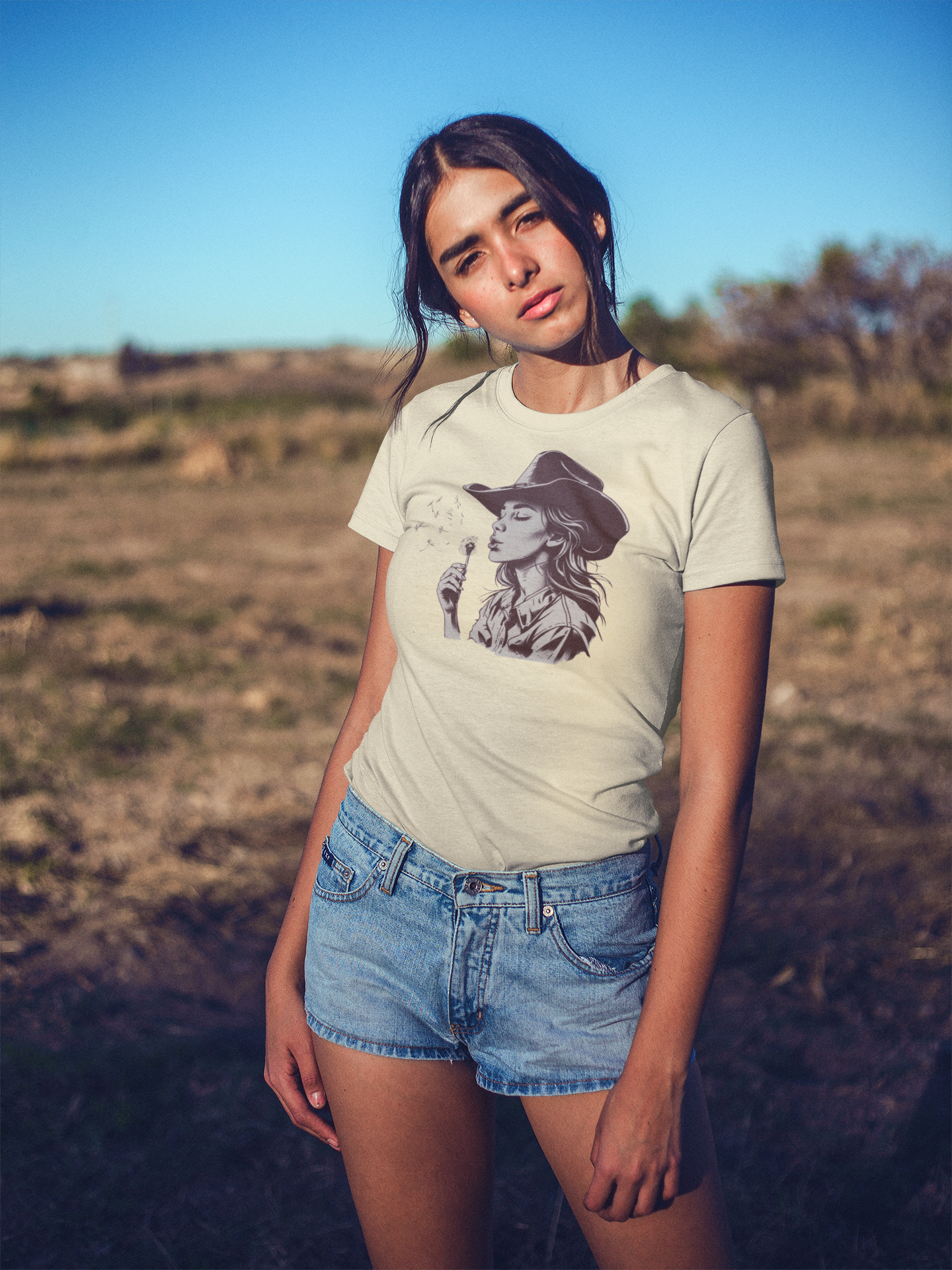 brunette-girl-wearing-a-t-shirt-mockup-outdoors-a18943.png