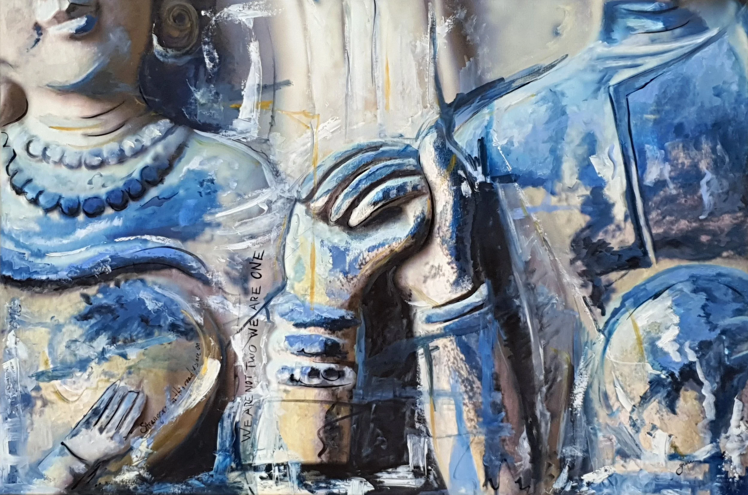 Fotografía impres sobre tela intervenida con òleo
1.20x80 cm