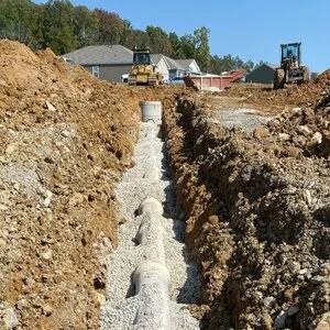 Infrastruct Civil crew installing underground utilities including water sewer and electric in Middle Tennessee