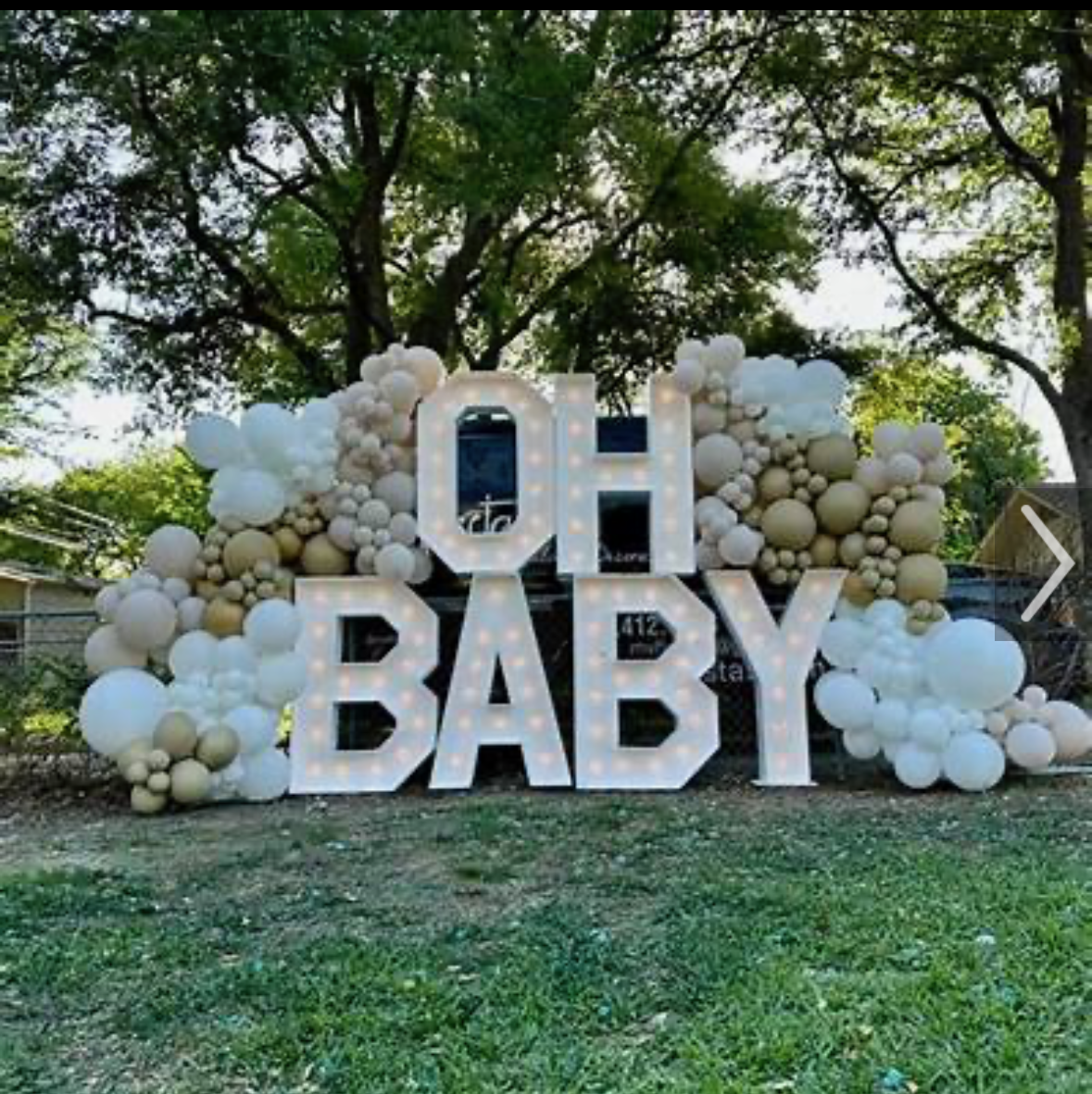 'OH BABY' Balloon and Marquee Letter Display