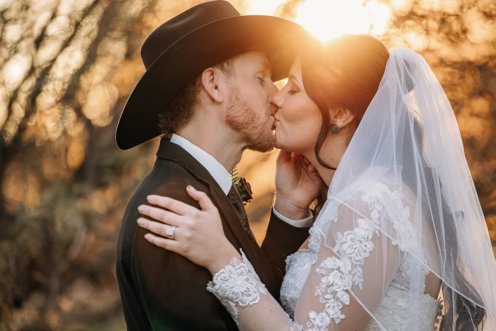 Romantic wedding at sunset Sedona Arizona