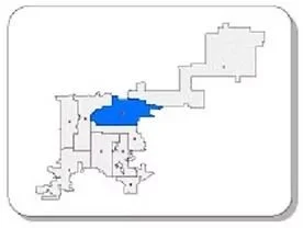 Outline map with a highlighted blue area in the northern region.