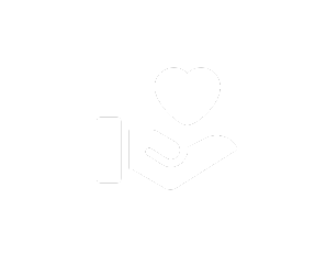 Line drawing of a hand holding a heart.