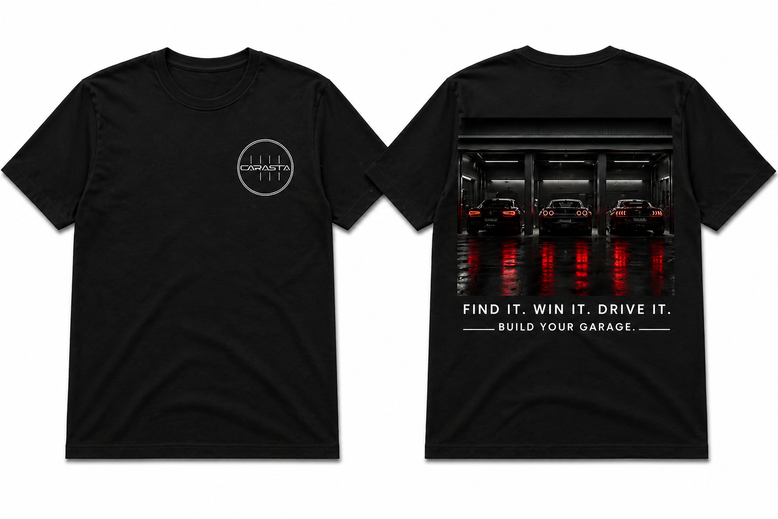 Exotic Car Garage Black T-Shirt