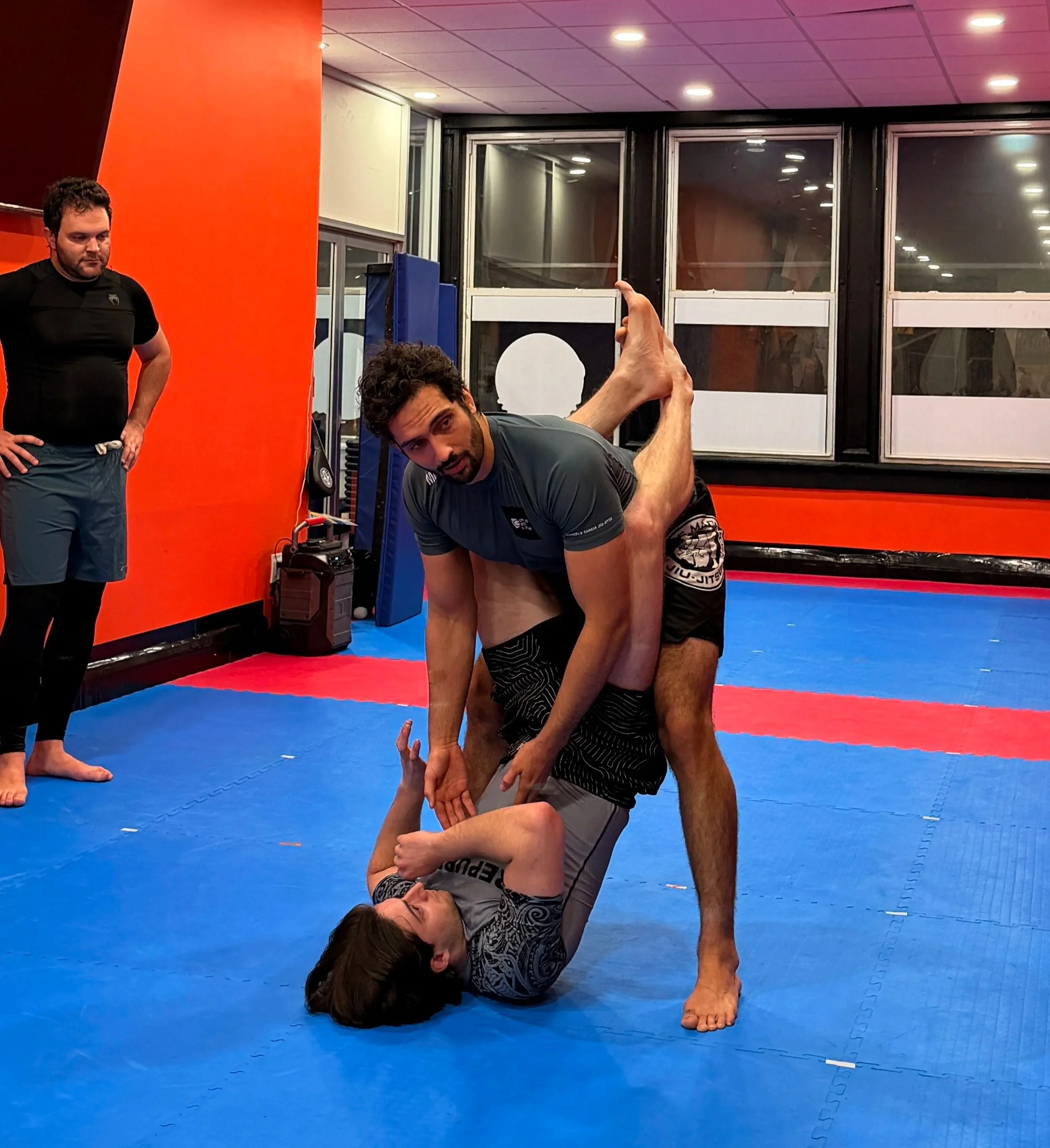 Technical training at Brooklyn Heights Jiu Jitsu. Students practicing BJJ submissions in our facility at 151 Montague Street Suite B