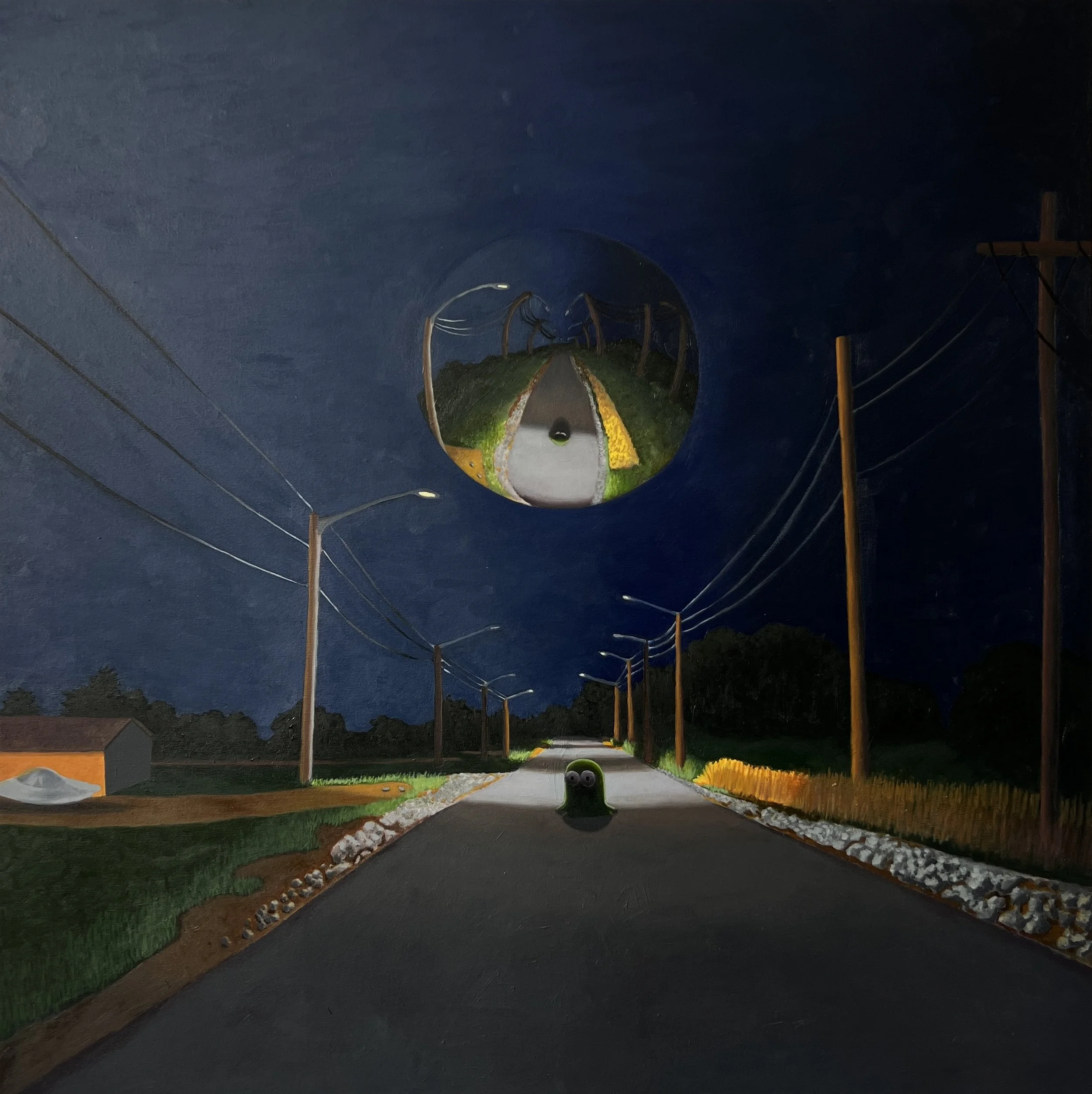 "Just Checking In" 
Oil on canvas 
42x42 in
-sold