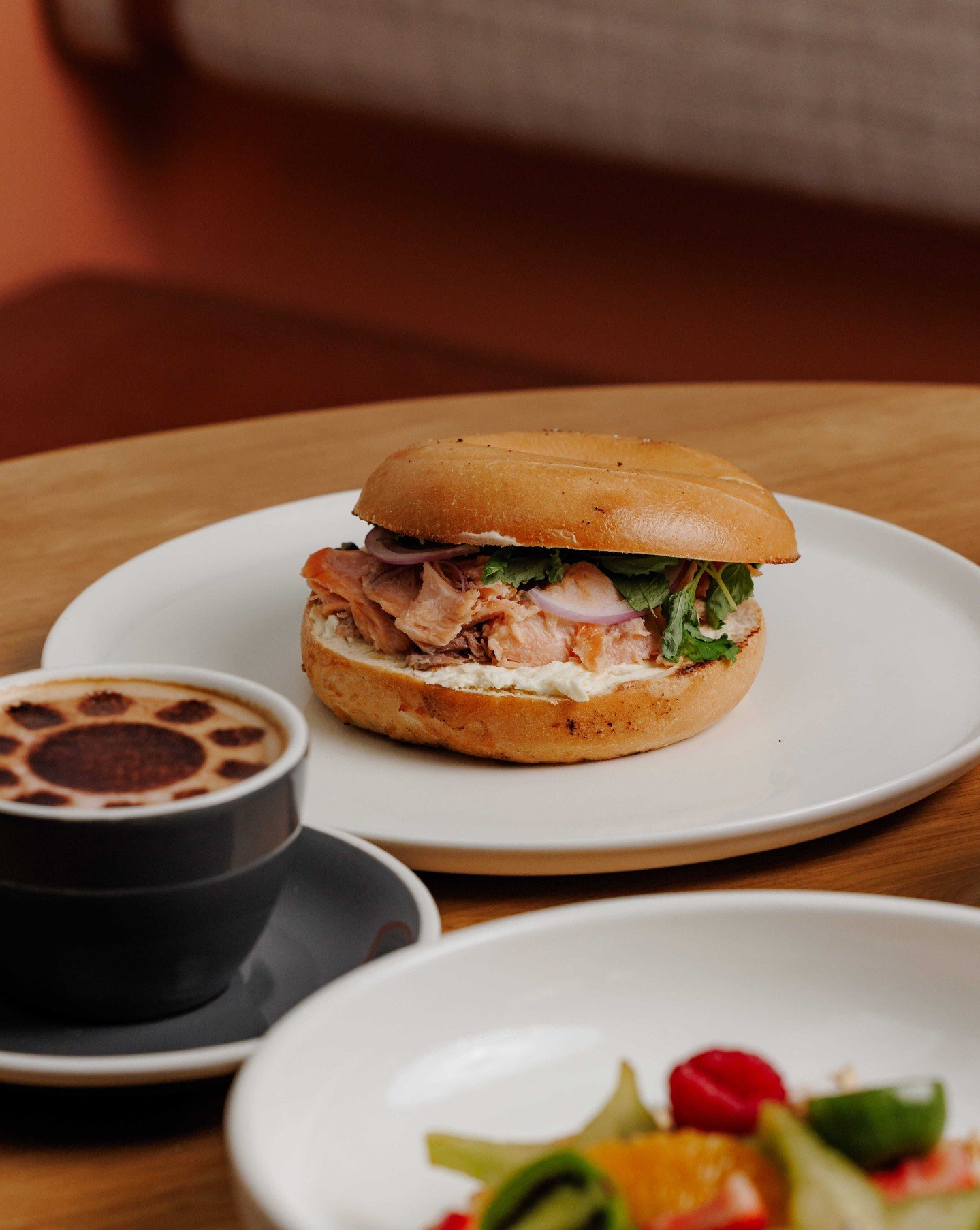 Didn't feel like making breakfast. ☀️Don't worry we did, start your morning with our Gin-Cured Salmon Layered Bagel.