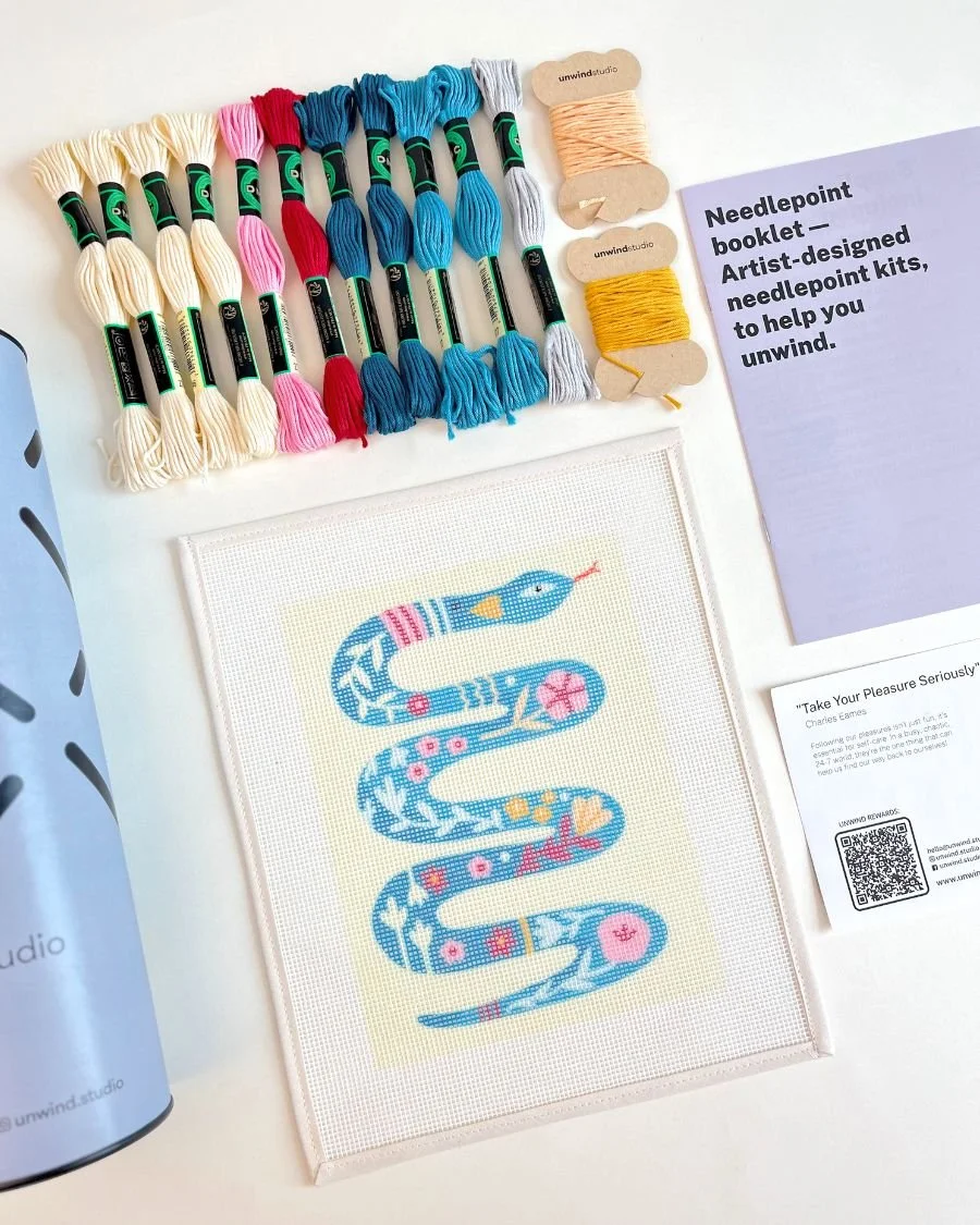 Floral Snake_Melissa Donne_Needlepoint Kit_Unwind Studio.JPEG