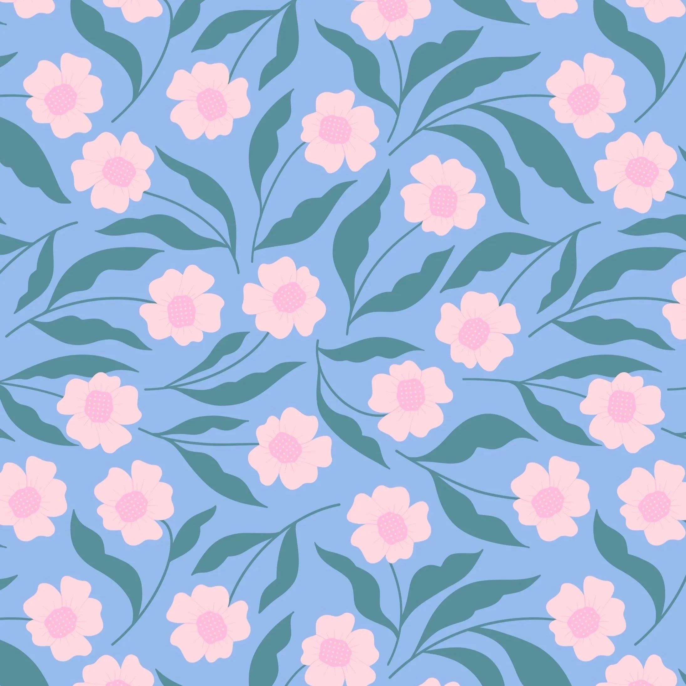 Whimsical Flowers (Blue)