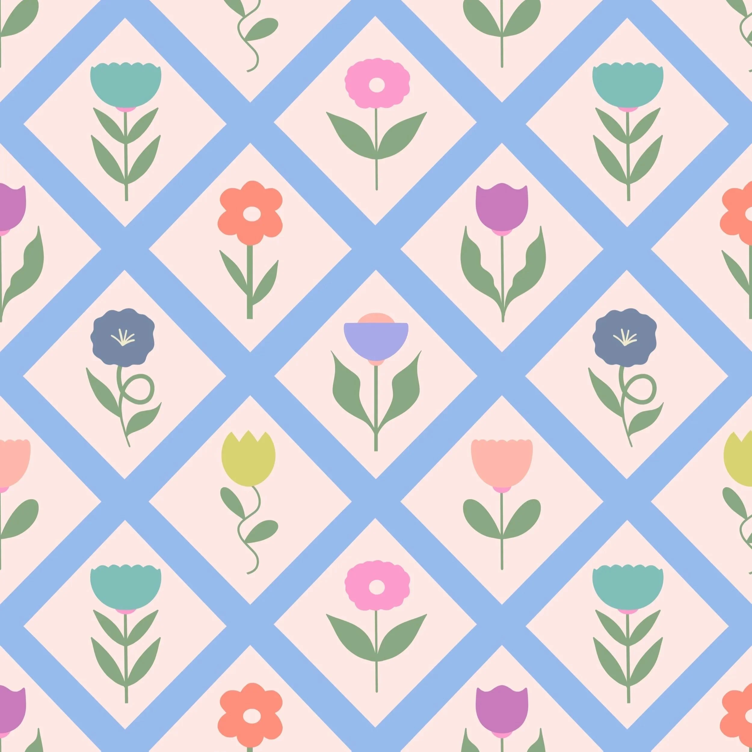 Abstract Floral Diamonds