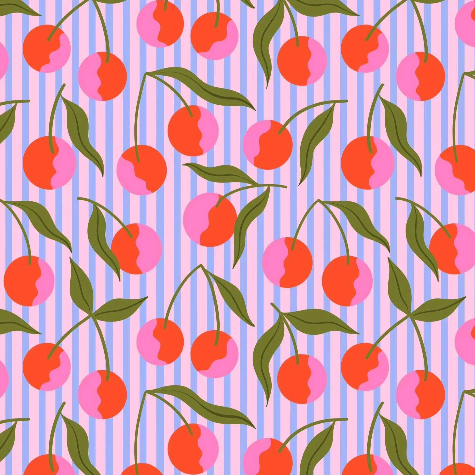 Sweet Cherries on Stripes