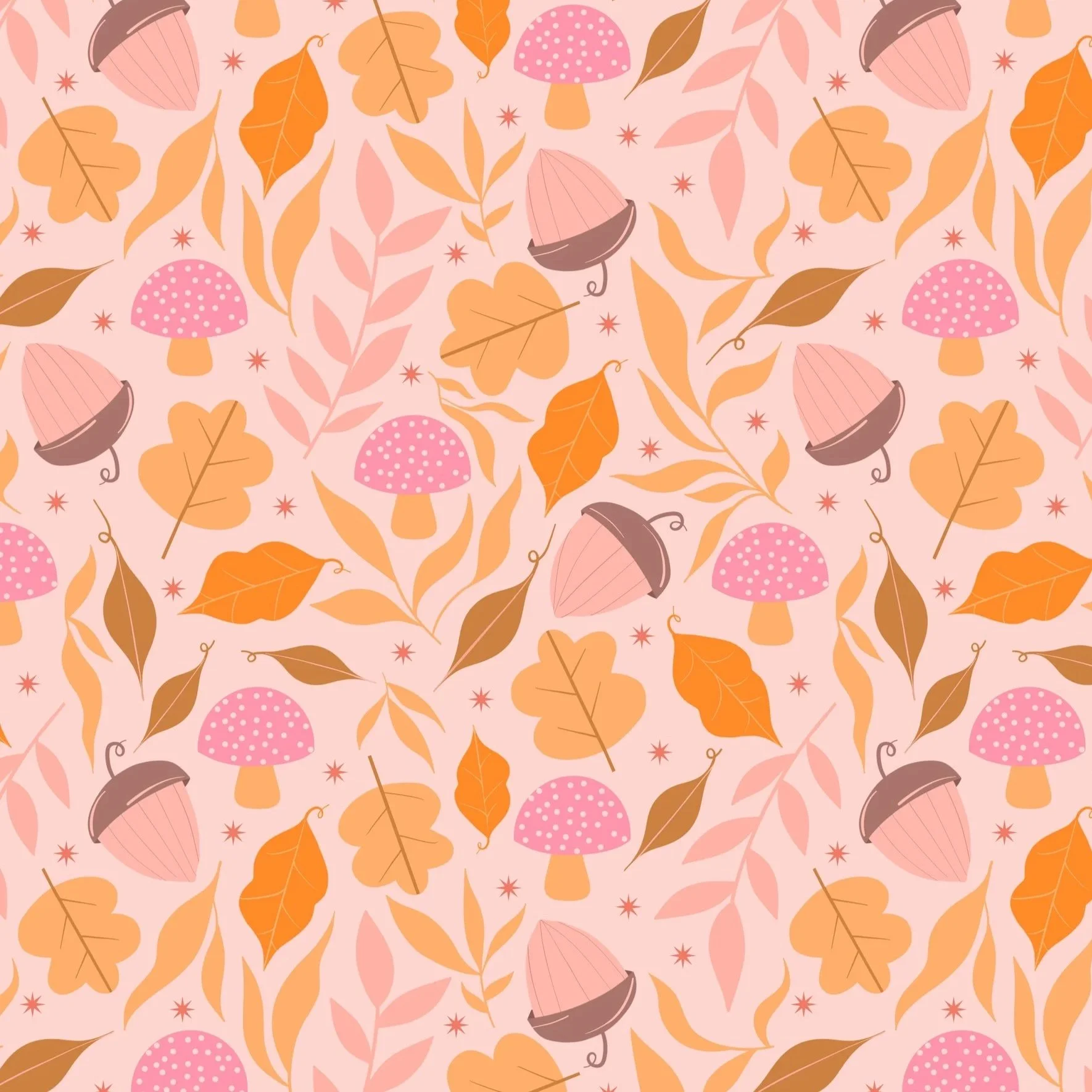 Leaves, Mushrooms and Acorns