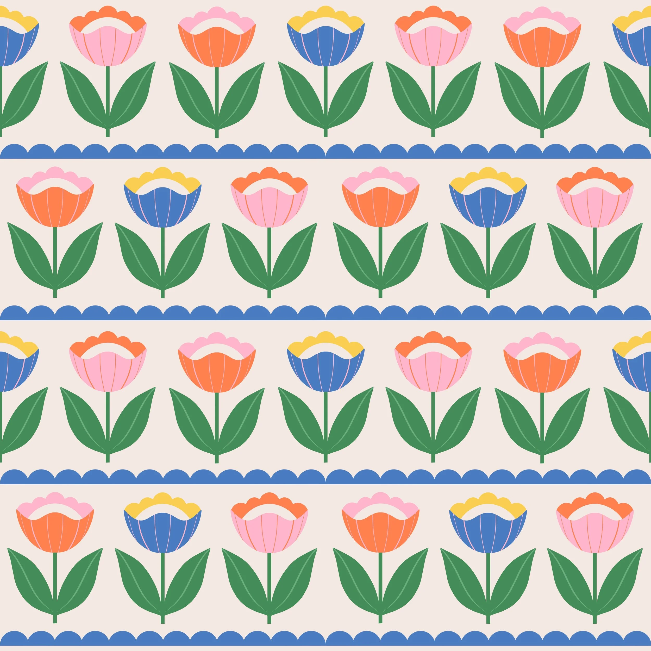 Abstract Flowers and Scallops