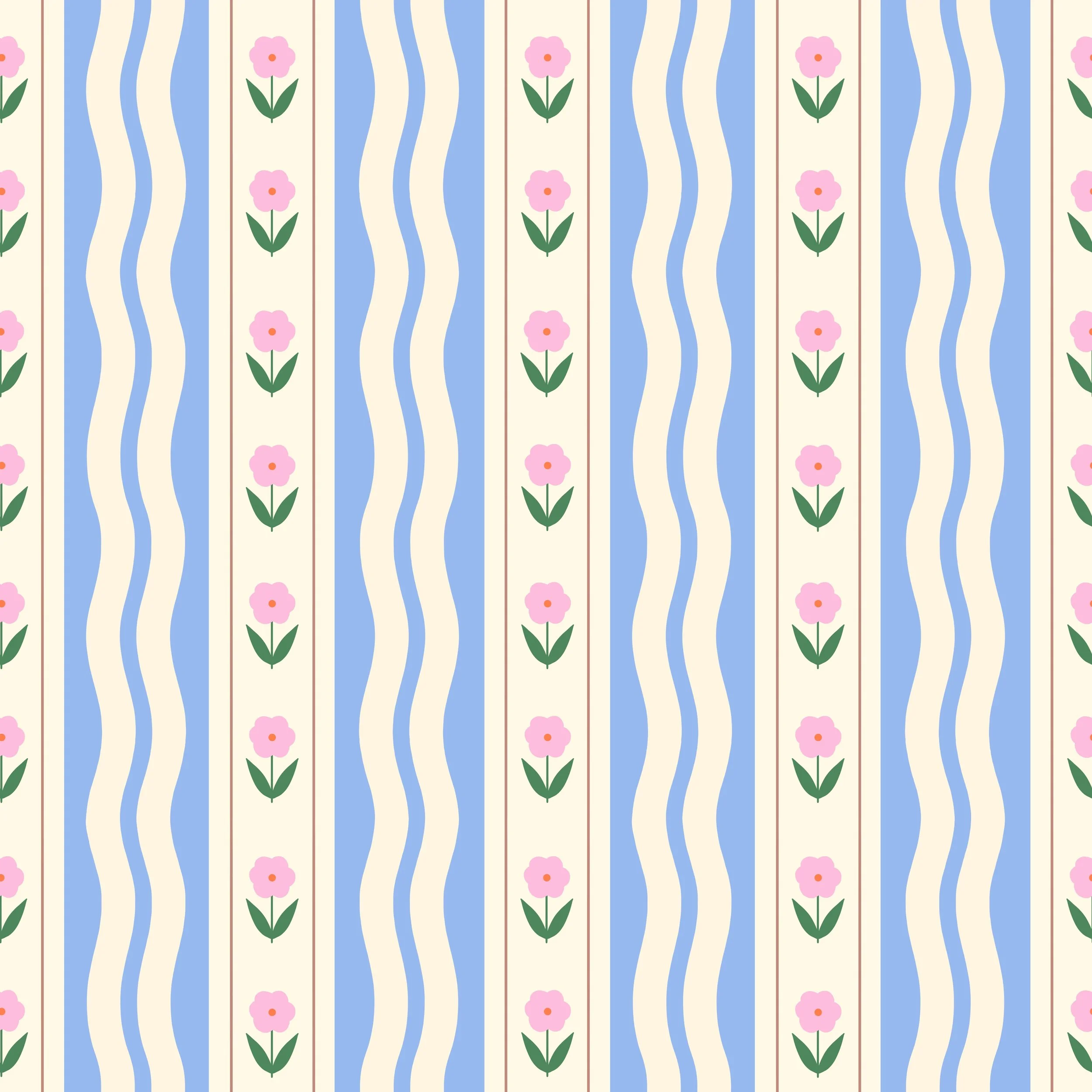 Wavy Floral Stripes