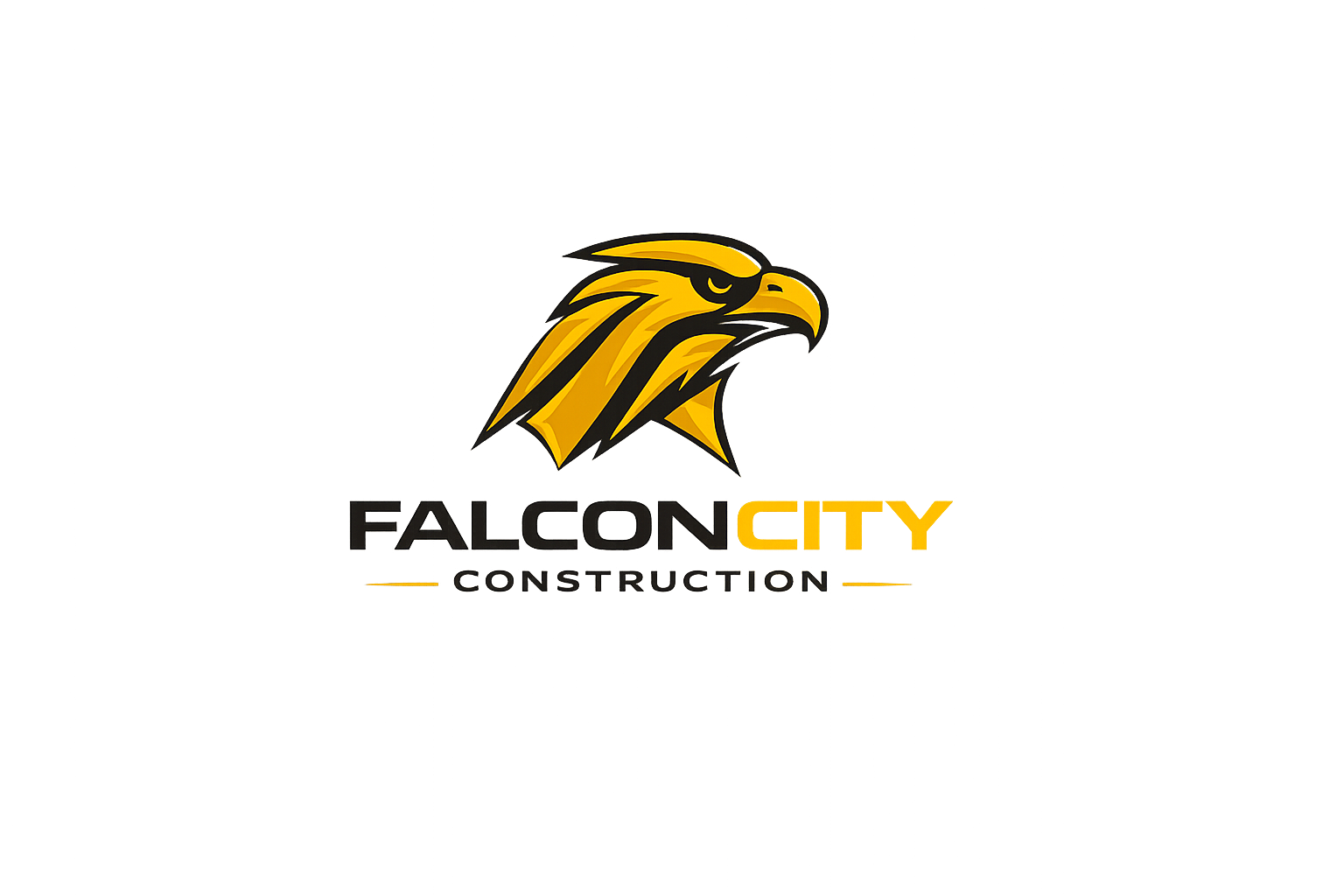 FalconCity Construction logo featuring a modern falcon emblem representing precision, strength, and commercial interior construction expertise in Vancouver.