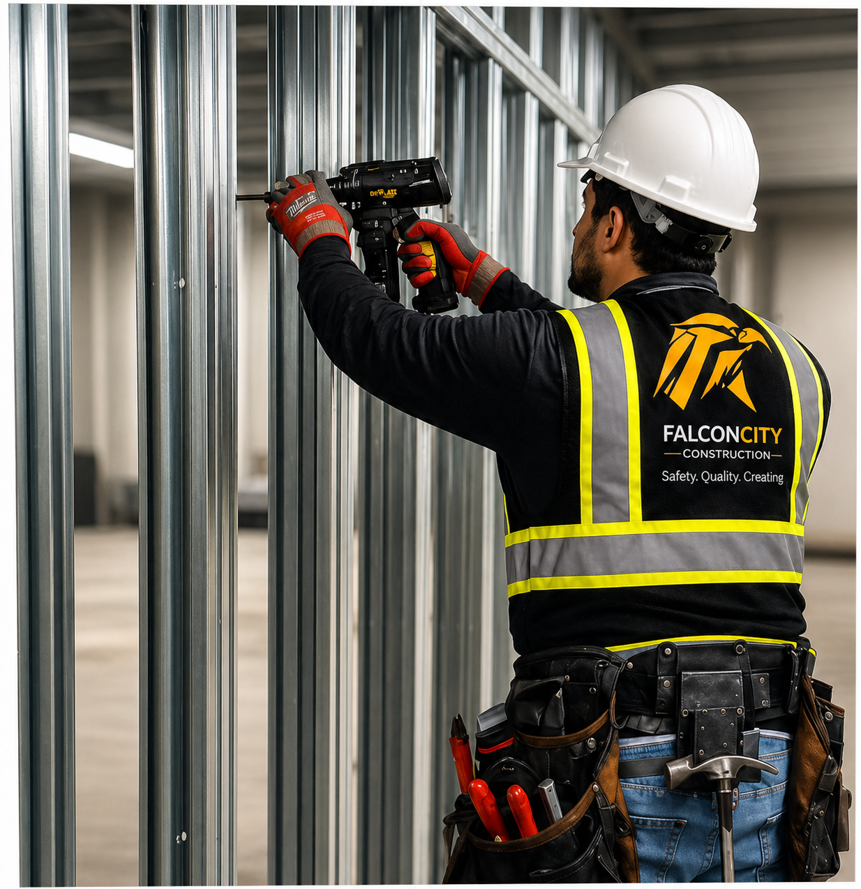 Steel Stud Framing installation by FalconCity Construction in Vancouver