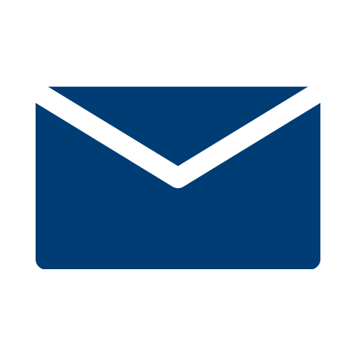 Blue envelope icon on a black background.