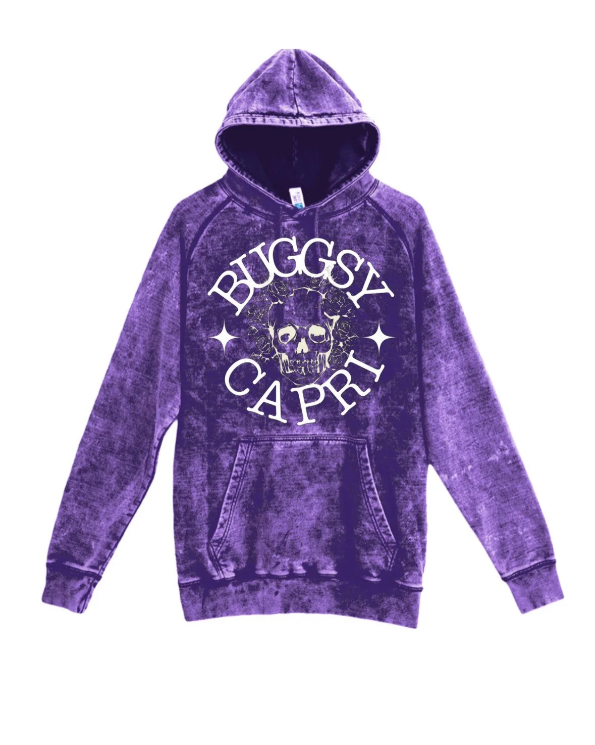 Tie Dye Hoodie. Buggsy Capri logo