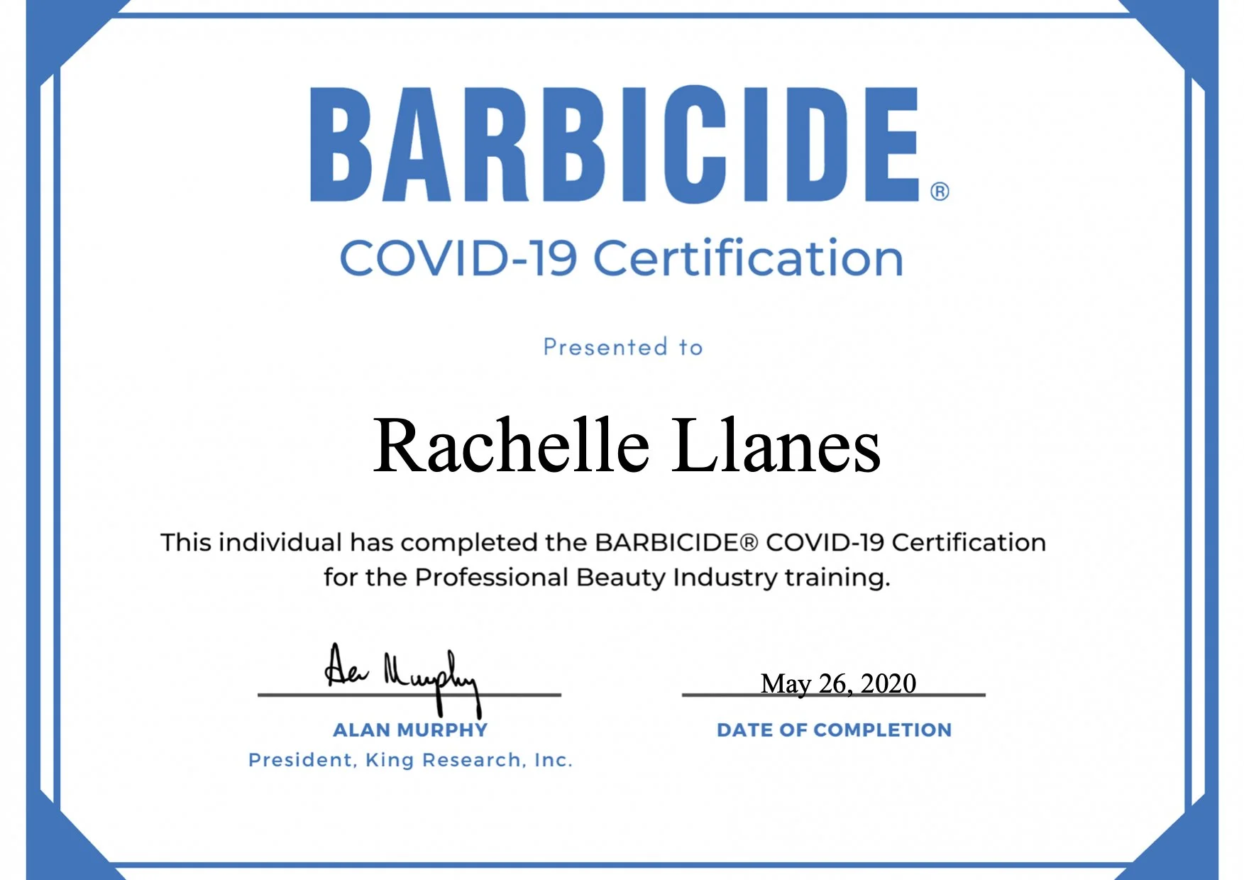 Barbicide - COVID-19 Certification