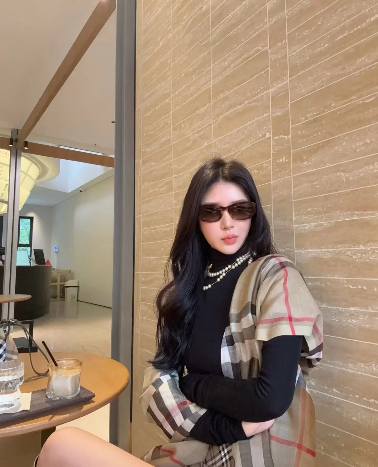 Burberry Lightweight Giant Check Wool & Silk Scarf