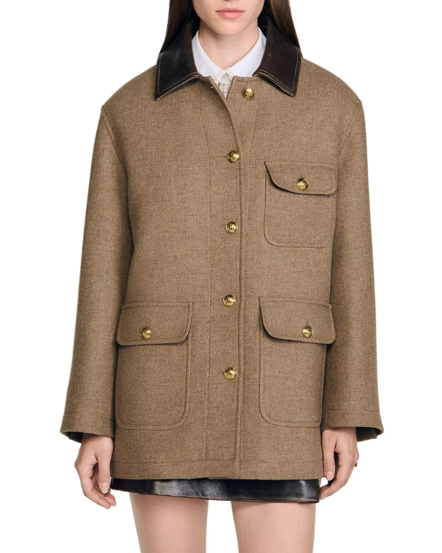 Sandro Owen Tweed Coat