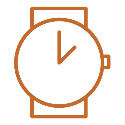 Simple illustration of a wristwatch showing 12 o'clock.