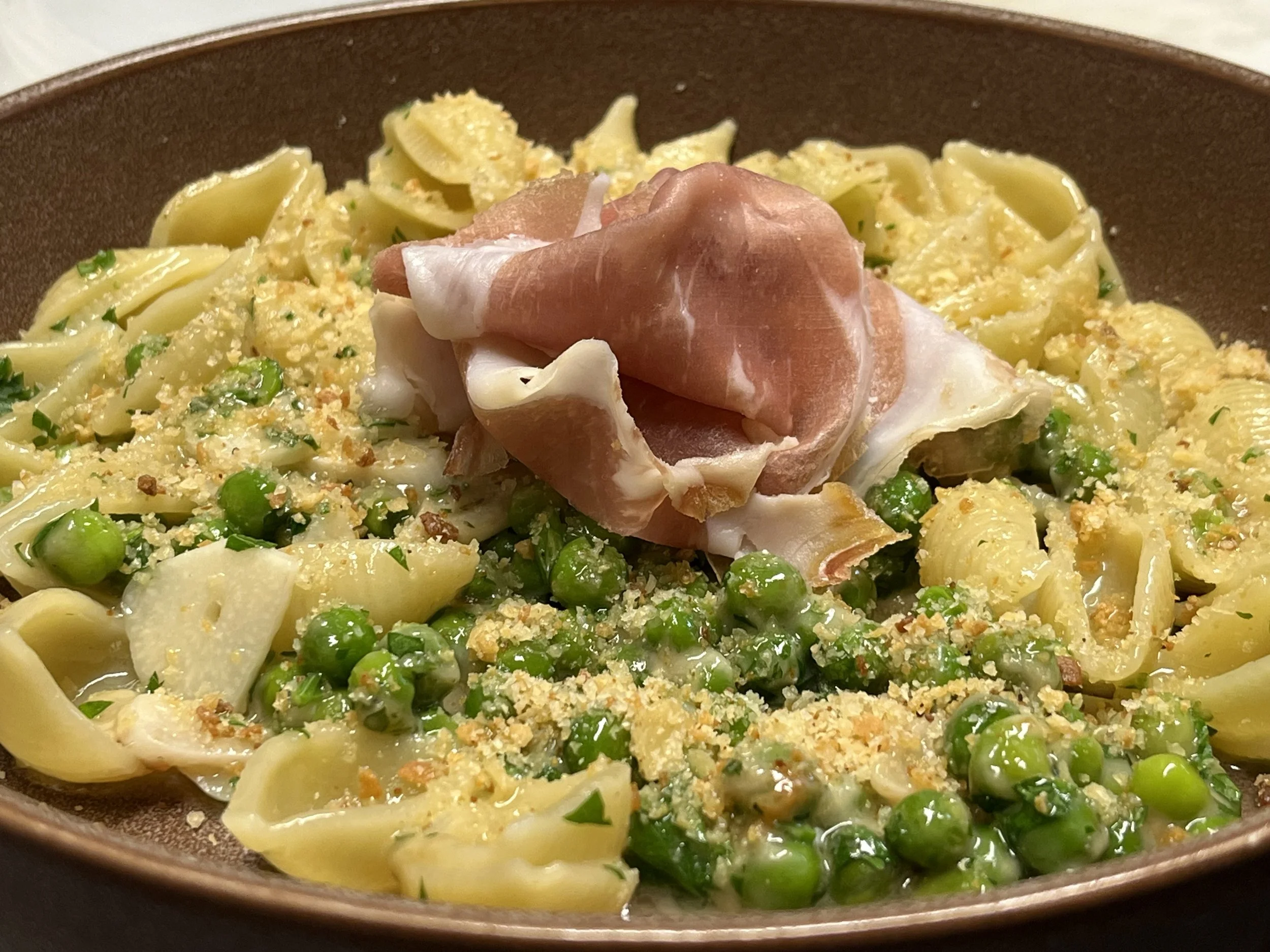 Pasta with Peas and Cured Meat