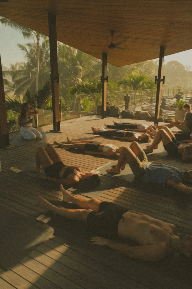 participants in a yoga or meditation class for beenbusy retreats