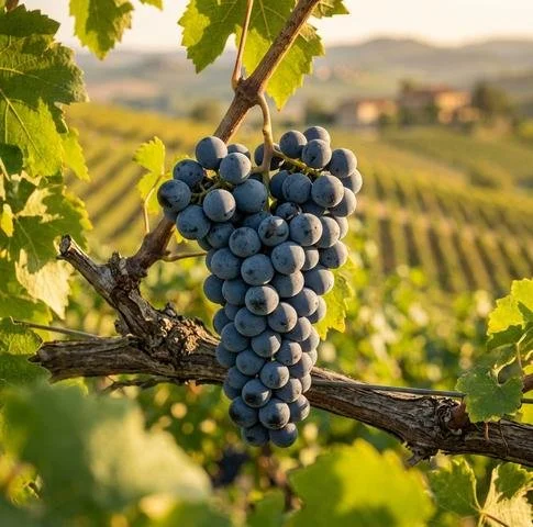 Barbera grape cluster