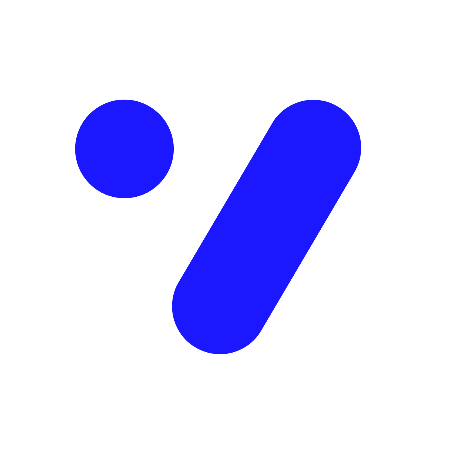 Abstract blue geometric shapes on a white background, including a circle and a rounded rectangle.