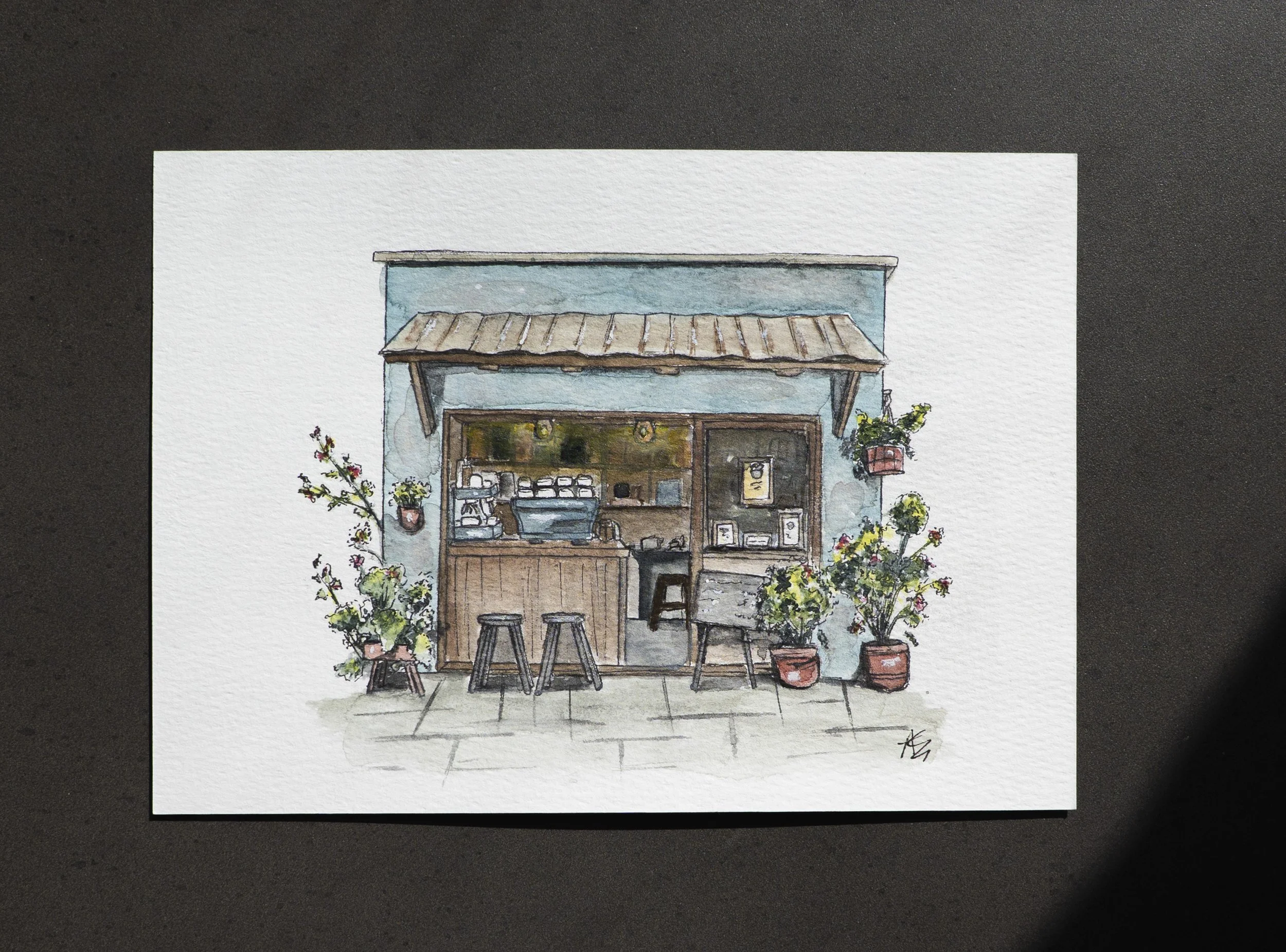 Charming Flower Shop Watercolor Painting
