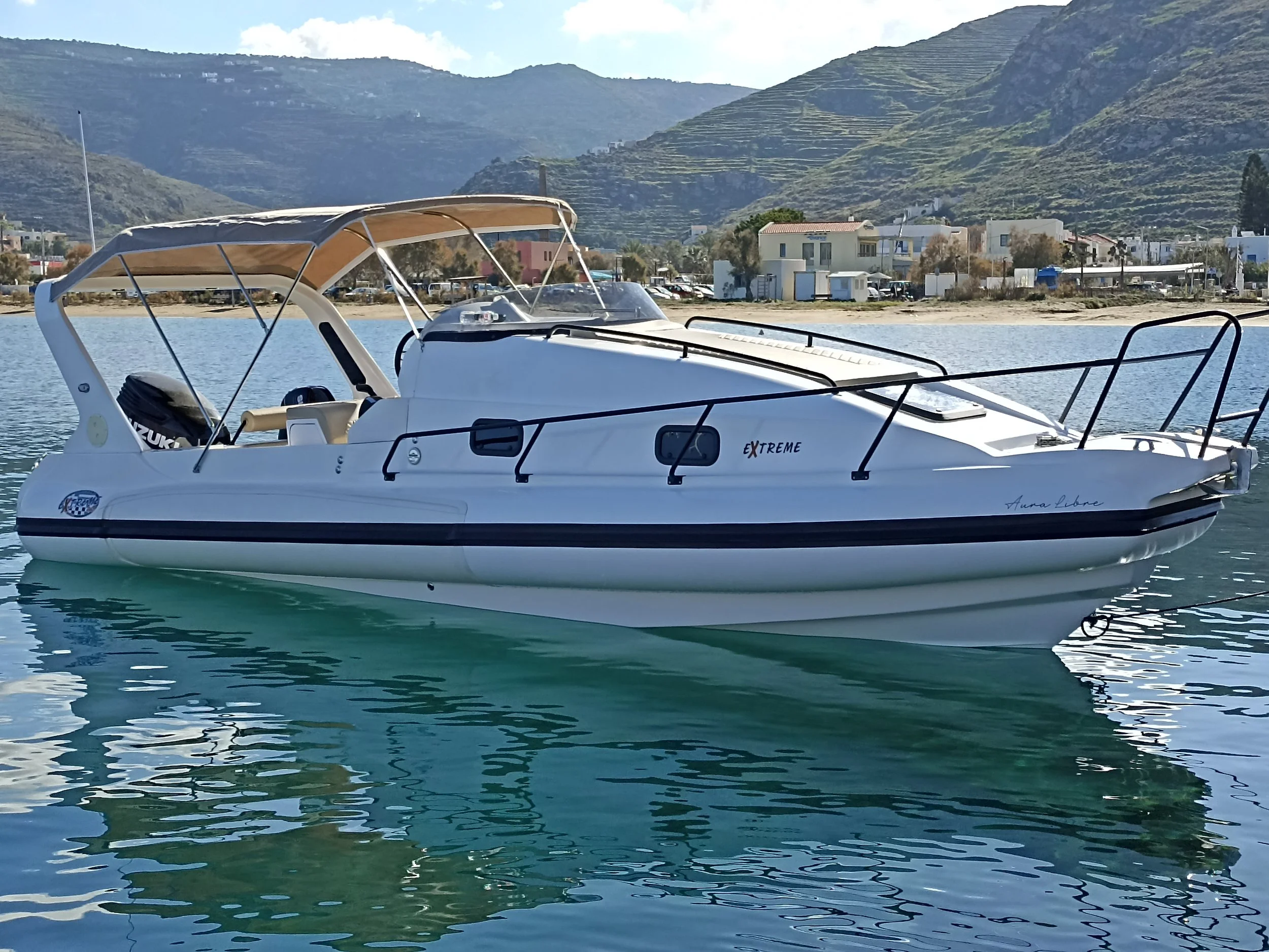 Aura Libre in the port of Kea Korissia at its first trial trip