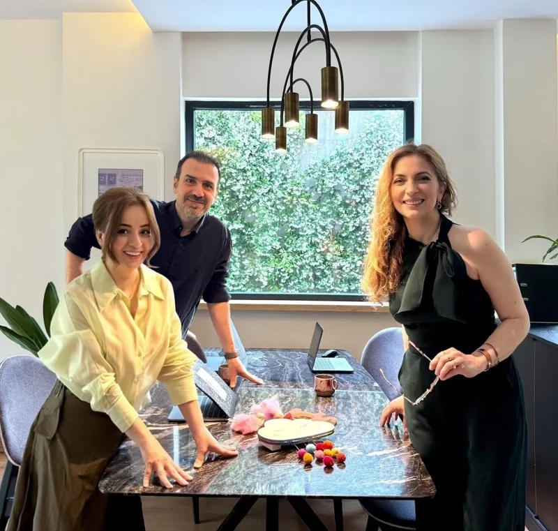 Buket, Tolga, and Ashley — the team behind Good Night Kid, collaborating in Istanbul.