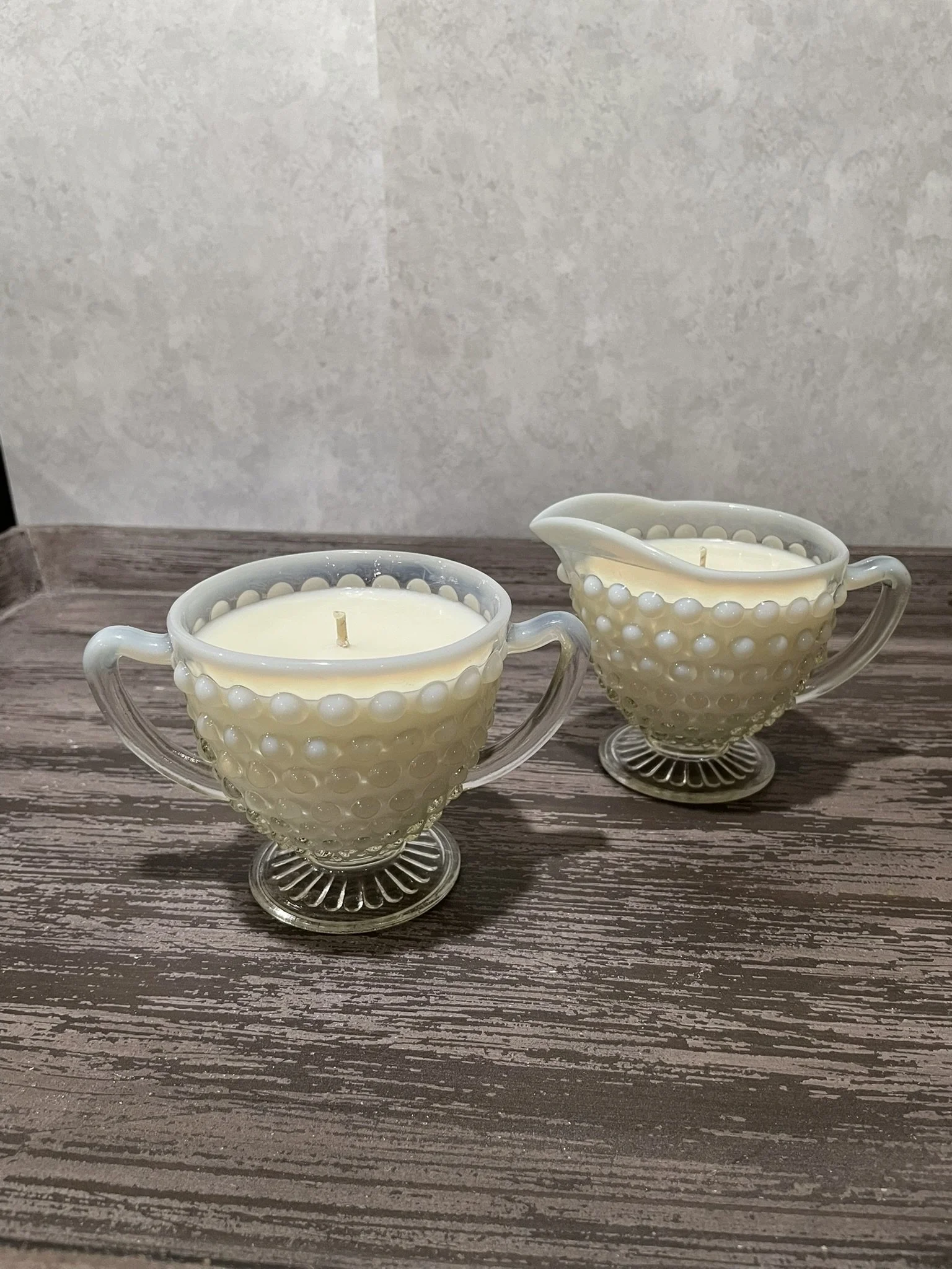 Vintage Hobnail Sugar and Creamer set - Sage and Citrus scent