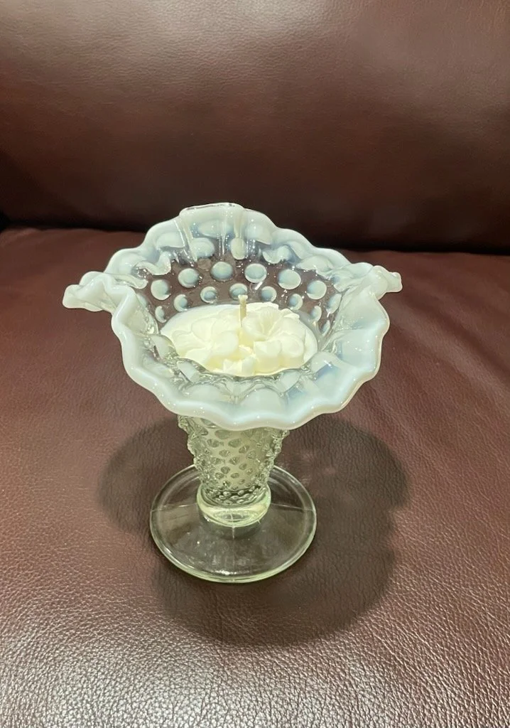 Rare Moonstone Hobnail Ruffled Vase Candle – Fenton Vintage