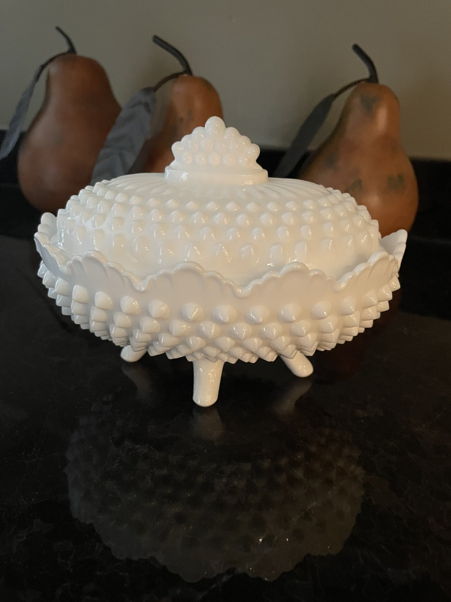 Fenton Hobnail Oval Footed Covered Dish Candle - Unscented