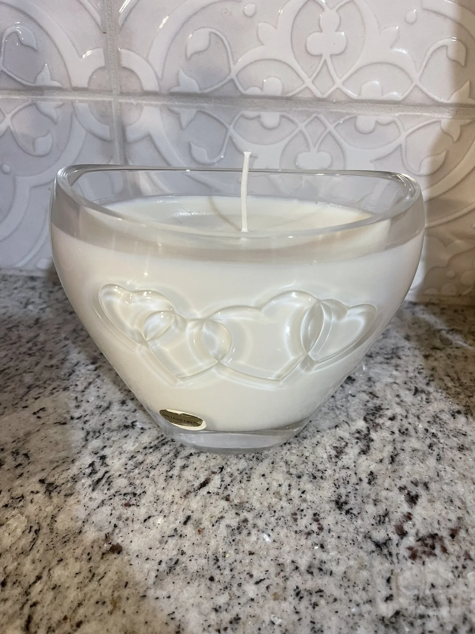 Vintage Swarovski 24% Lead Crystal Hearts Candle Vessel