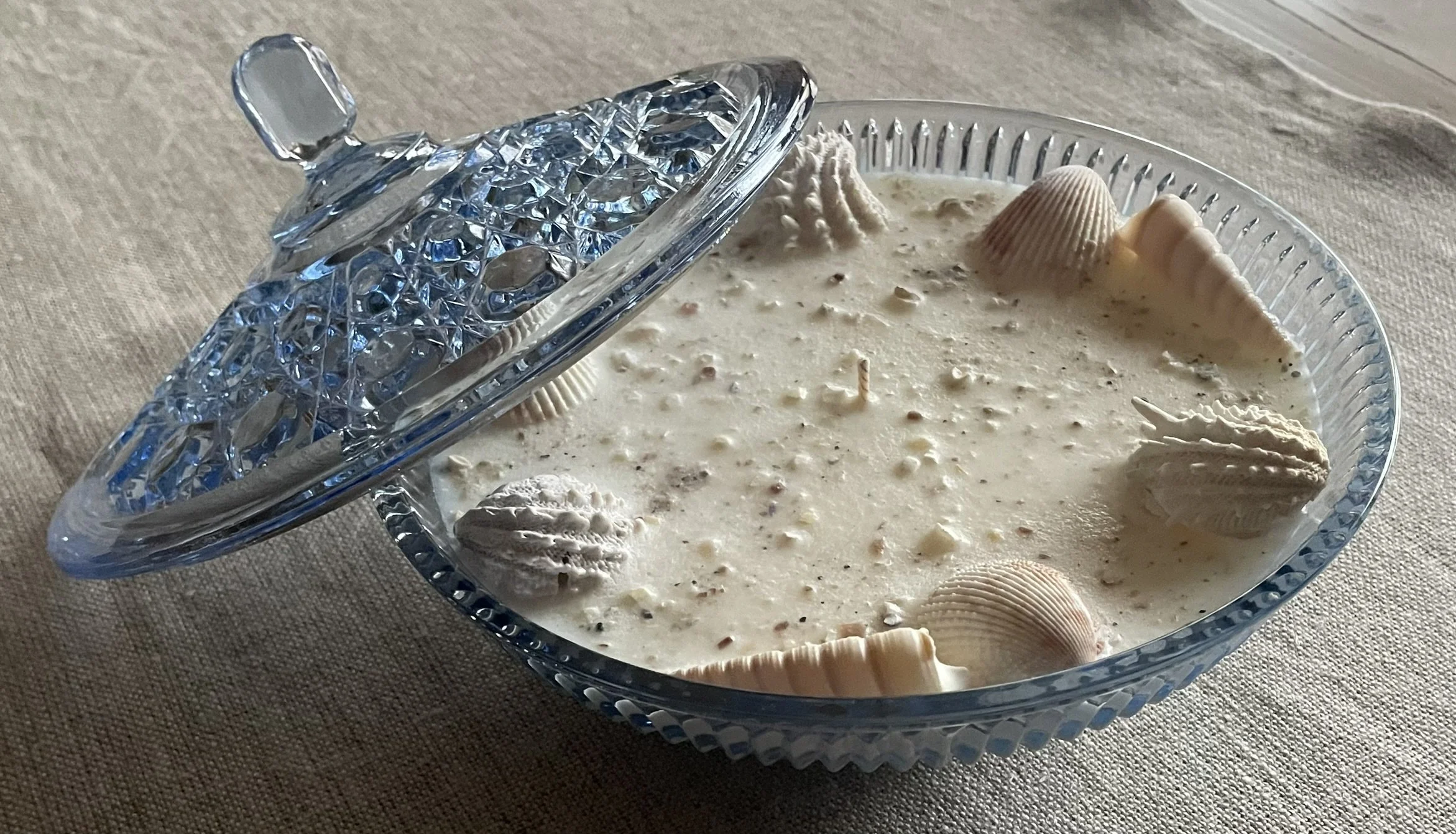 Vintage Blue Lidded Glass Dish Candle — Sweet Orange