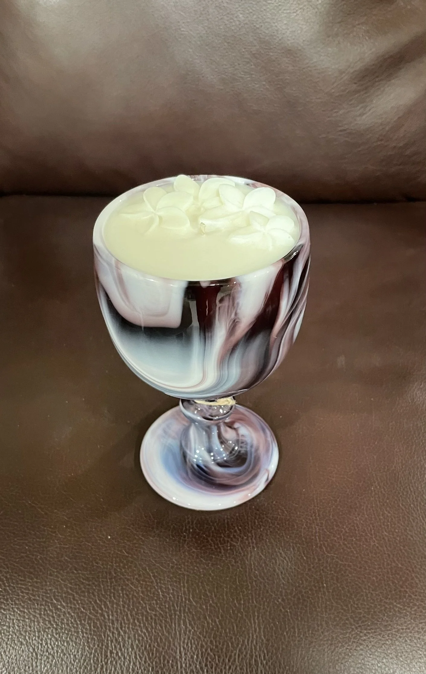 Imperial Purple Slag Glass Goblet Candle — Verbena Bamboo