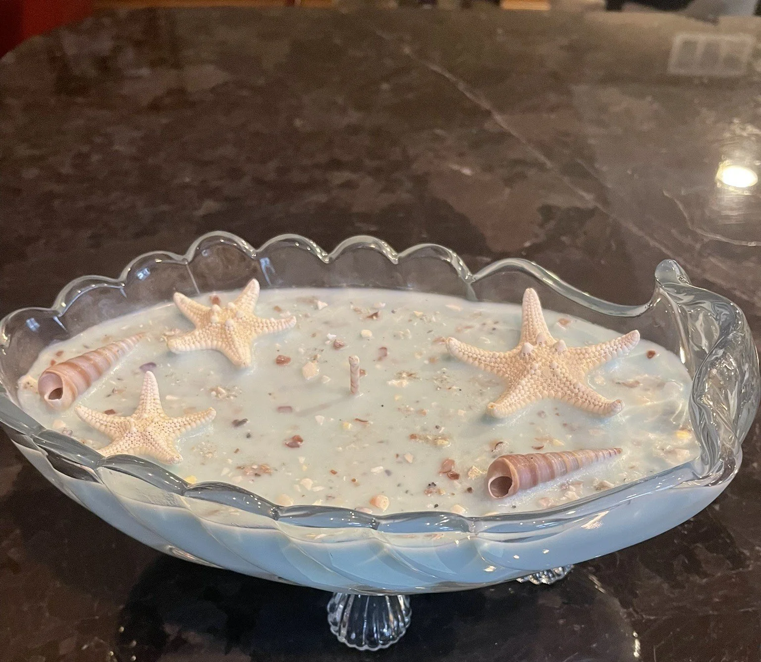 Vintage Seashell Glass Footed Dish Candle — Sweet Orange